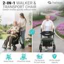 Helavo Wide 2 in 1 Walker Wheelchair Combo with 10" All Terrain Wheels, Lightweight Rollator Transport Chair Combo, 300 lbs Load Capacity with Adjustable Height