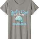 Manatee for Women & Girls T-Shirt (Gray, M)