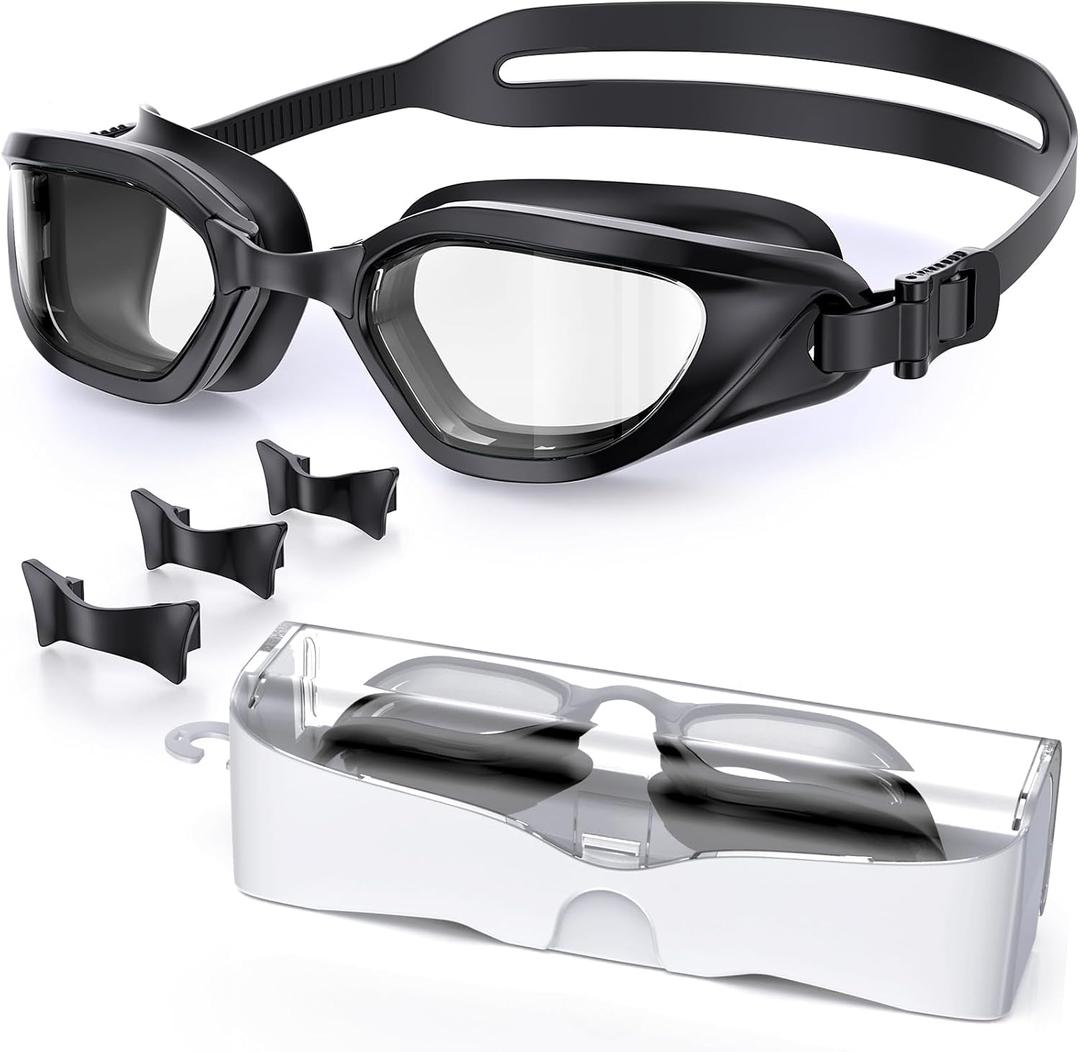Swim Goggles, Unisex Adult Swimming Goggles Anti Fog Anti UV No Leakage Wide View for Men Women Youth