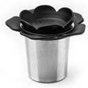 2 x LHS Tea Infuser Strainers for Loose Tea, Flower Stainless Steel Loose Leaf Tea Strainer Stepper with Heat Proof Double Handles, Extra Fine Mesh Tea Ball Infusers