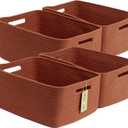 MiniArk Large Storage Baskets for Organizing, Closet Shelf Baskets for Clothes Blanket Towels, Baby Nursery, Toy Bins Box, Woven Rope Baskets, 17 x 13 x 7.5”, 4 Packs Oxide Red