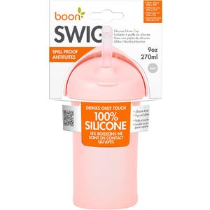 Boon Swig Toddler Silicone Straw Cup, 9 Ounces Pink