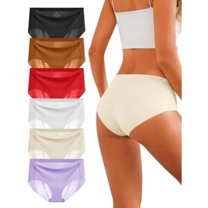 Women's Seamless Underwear No Show Panties Invisible Ladies Hipster Breathable Briefs 6 Pack, XL