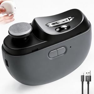 2026 Upgraded Electric Nail Clipper, Automatic Nail Clipper with LED Light & 2 Speeds, Baby Nail Trimmer Electric with Polishing, Nail Chip Storage, USB Charging, Safe for Baby & SeniorsBlack (Gray01)