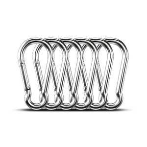 Large Carabiner Clip Hooks, 6pcs 4.7 inch Carabiners Heavy Duty, 304 Stainless Steel Spring Snap Hook Fits Camping Hanging Hiking Weight Lifting, Metal Clips for Rope or Chain