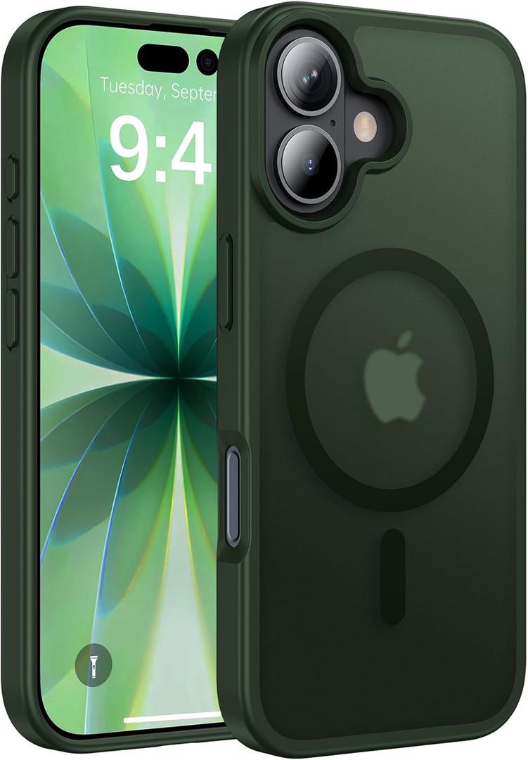 RIOBIO Magnetic for iPhone 17 Case [Compatible with MagSafe][Translucent Matte Slim] Military-Grade Shockproof Protective for iPhone 17 Phone Case, Green
