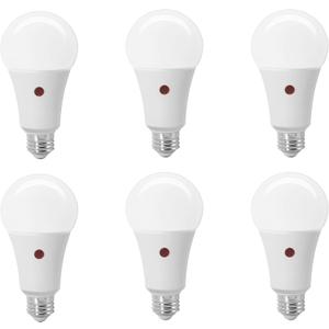 SYLVANIA Dusk to Dawn A21 LED Light Bulb with Auto On/Off Light Sensor, 100W=13W, 1500 Lumens, 5000K, Daylight - 6 Pack (41293)