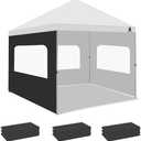 MordenApe Sunshade Sidewall with Mesh Window for 10x10 Pop Up Canopy - Straight Leg, Outdoor Instant Canopy Sidewalls, 3 Packs (10 x 10, Black with Silver Coating)