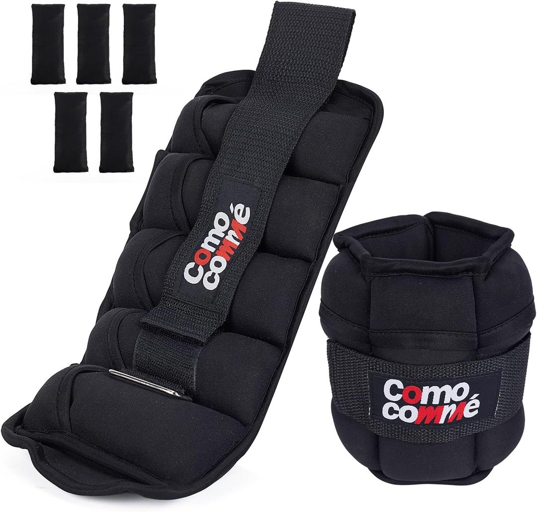 Adjustable Ankle Weights, 2 3 5 lb 1 Pair Strength Training Wrist Leg Arm Weights for Women, Kids and Men, Weighted Ankle Weight Set with Removable Sandbags for for Gym, Fitness Workout, Running Lifting (Black)