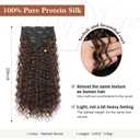 Clip in Hair Extensions, FLUFYMOOZ 4PC 100 Pure Protein Silk Hair Extensions Long Soft Natural Hairpiece 20 Inch Curly Hair Extension for Women (Reddish Brown)