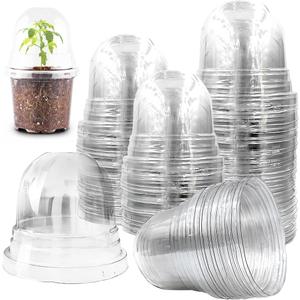 Humidity Domes for 4 Inch Pots, 100 Pack Transparent Plant Dome Covers with Ventilation, Clear Nursery Pot Domes for Seed Starting, Seedling Germination, and Gardening