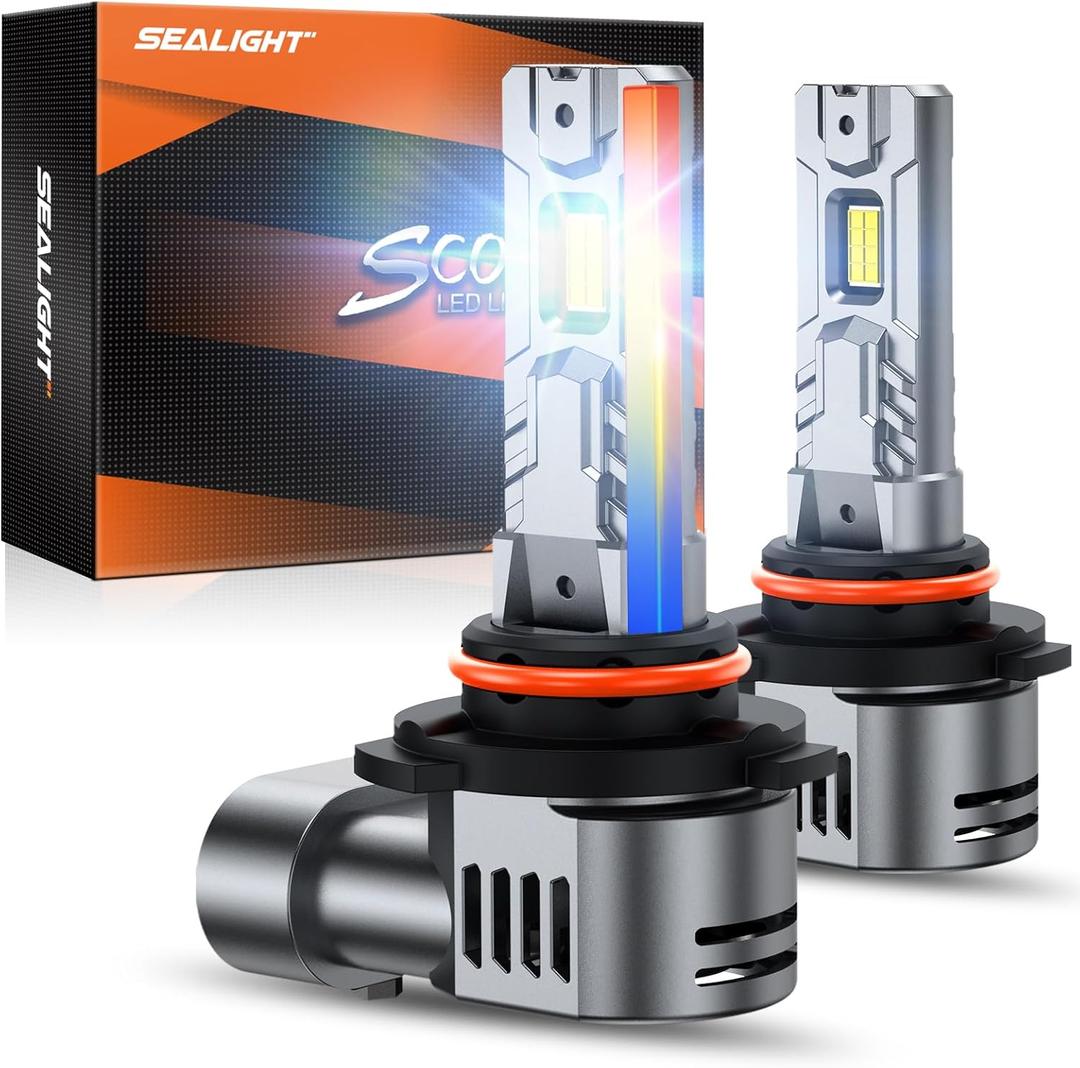 SEALIGHT 9005/HB3 Bulbs, 1:1 Design 50,000LM 9005 Fog Light Bulbs with 14000RPM Cooling Fan, Plug-N-Play, Pack of 2