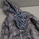 LONDON FOG Baby Girl's Hooded Puffer Winter Jacket with Stars & Moons Pattern & Matching Beanie (4T, Grey)