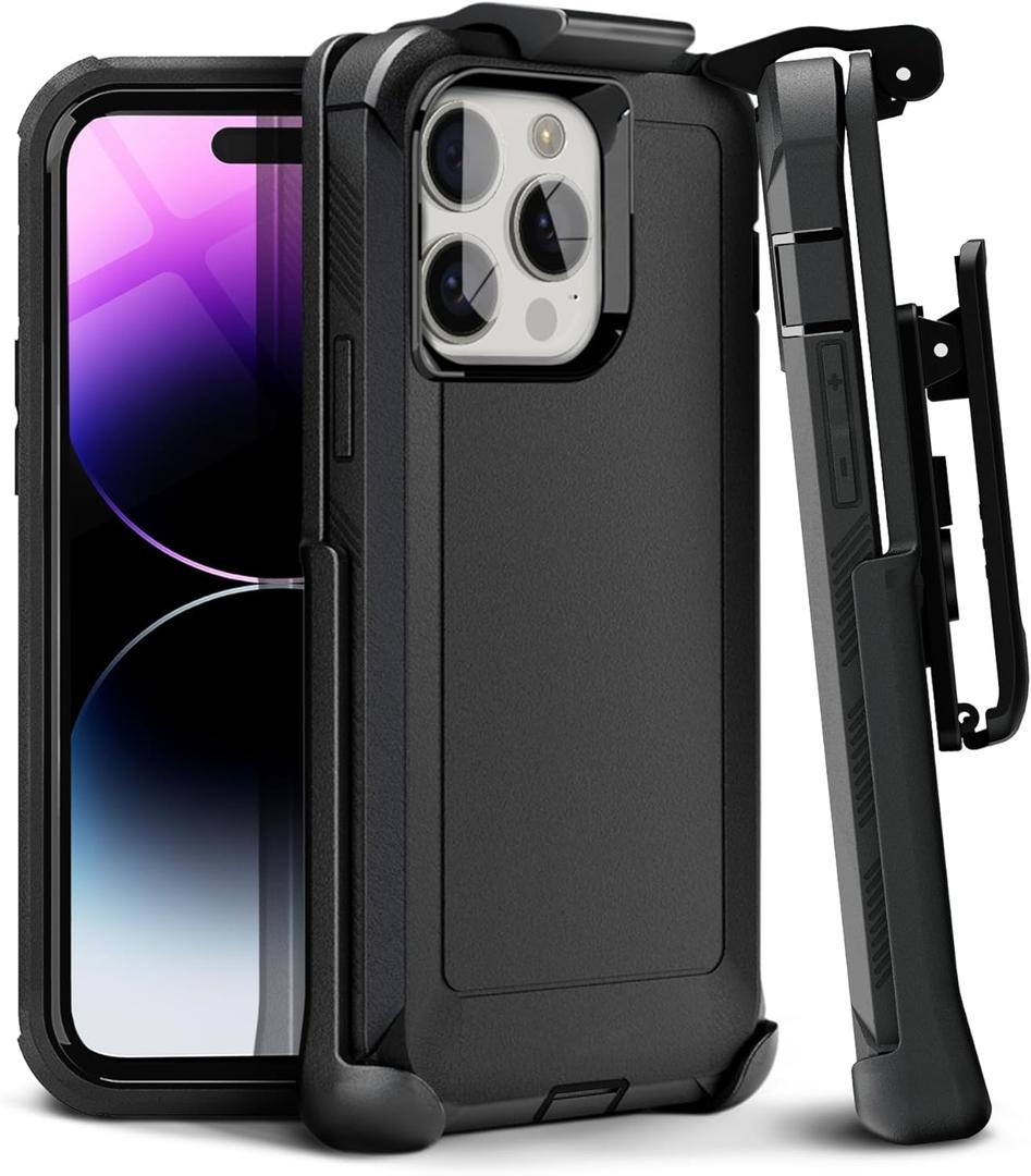 MOTIVE for iPhone 14 Pro Max Case with Belt Clip, Protective case, Heavy Duty and Quad Layer Military Grade Protection, 6.7" | Black