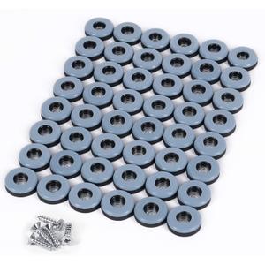 Teflon Furniture Sliders, 48pcs 1inch Reusable Furniture Glides with Screws for Carpet Tile Hardwood (Grayish Blue)