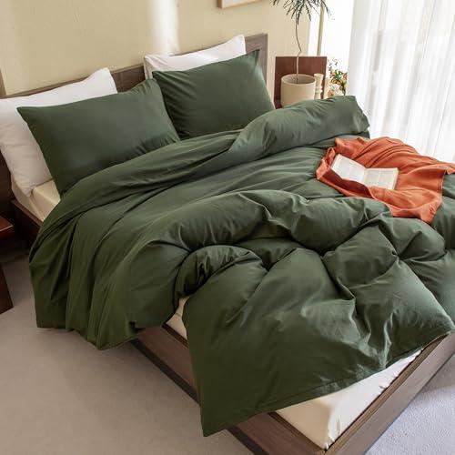 CozyTide Olive Green California King Comforter Set (106×96 Inch),Cotton Dark Green Bedding Set,3 Pieces Lightweight Fluffy Cal King Comforter Set Ultra Soft
