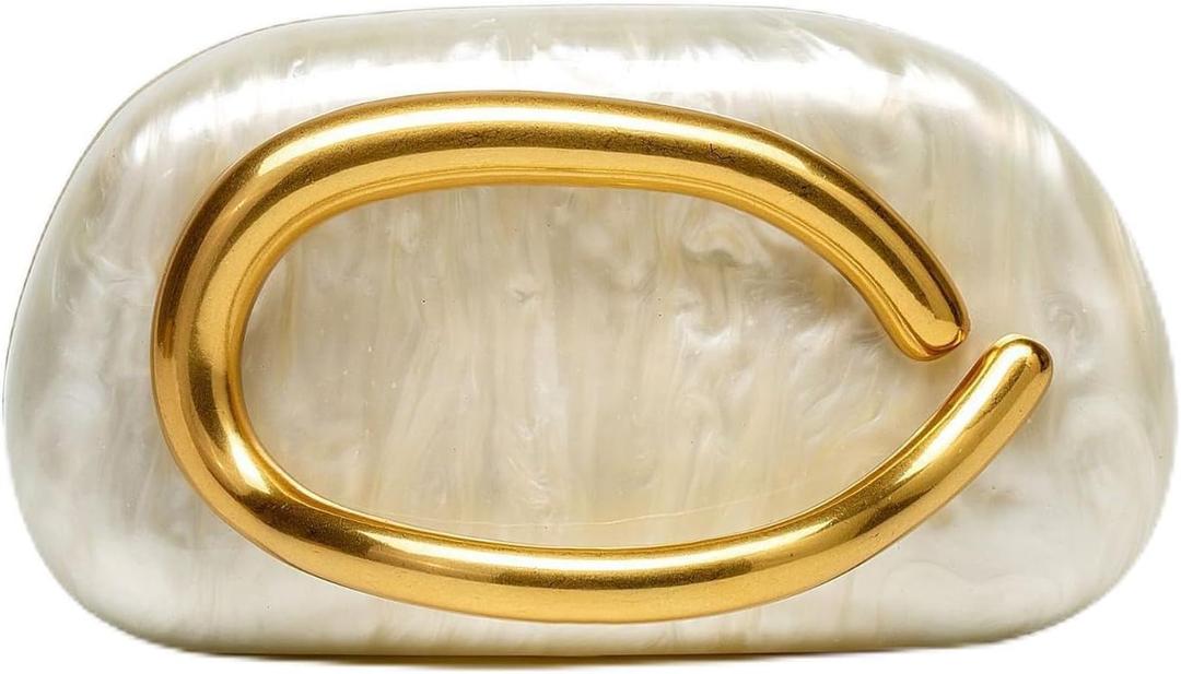 Gold Clutch Purses for Women Formal,Marble Acrylic Women's Evening Handbags Purse,Trendy Metal Handle Evening Purse,Clutch Bag 2025 for Wedding Party Causal