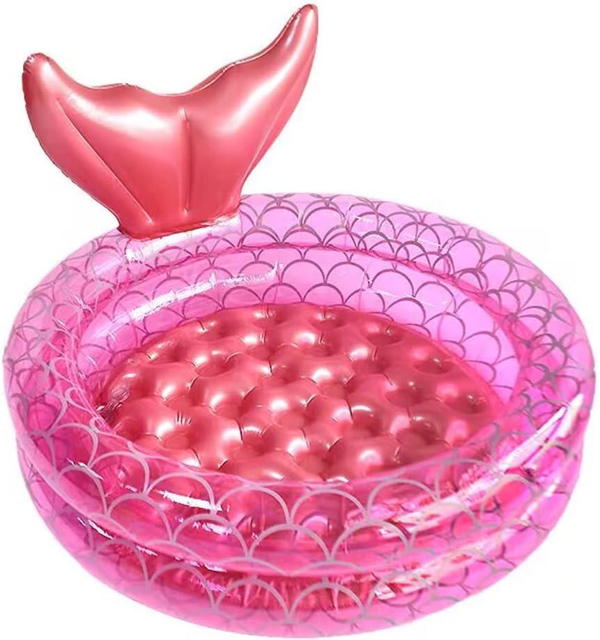 Inflatable Kiddie Pools Mermaid, Backyard Round Swimming Pool for Kids, Cute Raft Paddling Pool Indoor&Outdoor Toddler Fun Water Swim Beach Floaties Toys Fishing Pond Ball Pit Pool (35 inch)