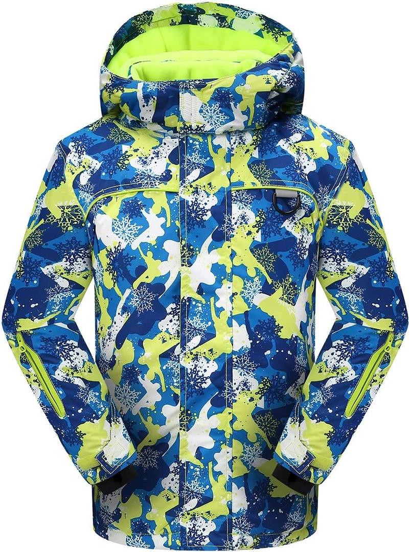 PHIBEE Big Boy's Waterproof Breathable Snowboard Ski Jacket (12, Print1)