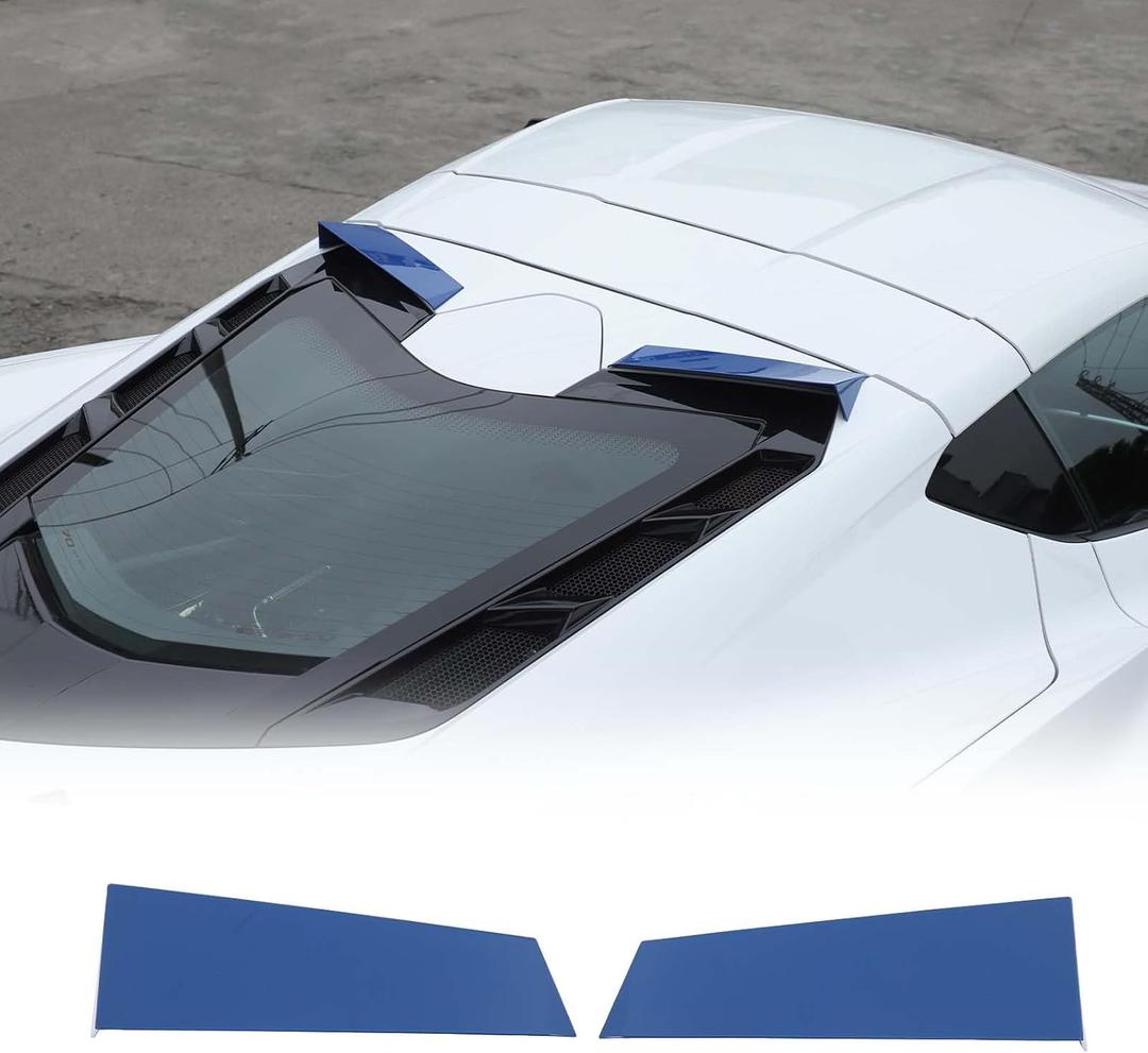 Rear Window Spoiler Trim Strips Compatible with Chevrolet Corvette C8 2020-2025, ABS Rear Trunk Upper Window Spoiler Wickers, Reduce The Wind Noise, for Coupe, 2PCS (Blue)