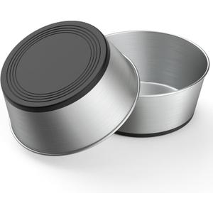 304 Stainless Steel Dog Bowls Set of 2, Anti Rust Metal & Non Slip Rubber Base, Heavy Duty Large Feeding Dishes, Food Grade BPA Free, Food and Water Bowl for Large Dogs (64oz, 8cup)
