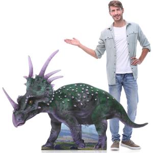 4 ft Life Size Sinoceratops Dinosaur Cardboard Standup Cutout Jurassic Birthday Party Decoration Photo Prop PVC Cutout Dinosaur Theme Party Photo Prop for Animal Jurassic Theme Supply