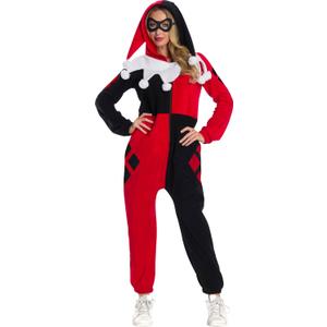 Rubies Women's DC Super Heroes Harley Quinn Hooded Jumpsuit, Adult Sized Costume (Large)