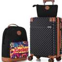 Cosbarn Carry On Luggage 22x14x9 Airline Approved, Hardside 20 Inch Carry on Suitcases with Wheels, Hard Shell ABS Lightweight Carry on Luggage Set, Travel Suitcase Set with TSA Lock, Black, 3 Piece Sets (20/BP/TB)