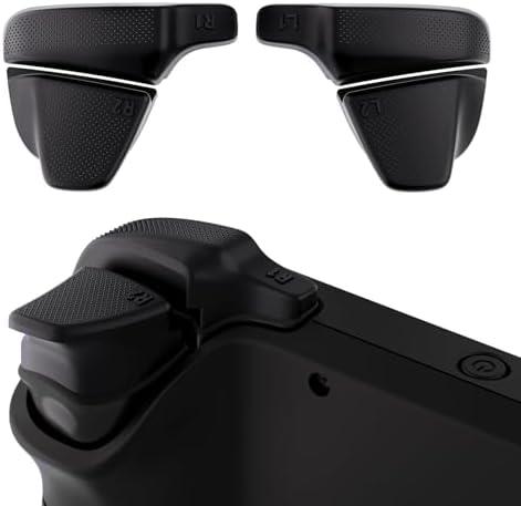 PlayVital LR Increaser Shoulder Buttons Trigger Enhancement Set for Steam Deck Console, L1R1L2R2 Extender for Steam Deck LCD, Natural Grip Added Buttons for Steam Deck OLED - Black