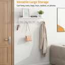 Bethom Shelf with 7 Hooks, 23 Inch Entryway Coat Rack Wall Mounted, Metal Coat Hanger with Shelf Storage Clothes, Bags, Purse for Living Room, Balcony, Closet, White