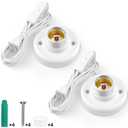 Yexiya 2 Pcs Light Socket with Cord Light Bulb Base E26/ E27 Lamp Base Desktop 9.84 ft Screw Socket with On/Off Switch