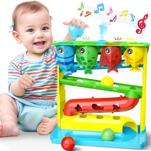 Drop Ball Baby Toy, Interactive Baby Toys for 1 Year Old Boys & Girls, 6 7 8 9 10 12+ Months, with 2 Modes, 50+ Songs, Light-Up and Water Spray - Early Learning Development ToyS STEM Educational Toy