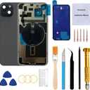 Rear Back Glass Replacement for iPhone 15 Plus 6.7-inches with Reparing Tool Kit and All Necessary Parts (Black)