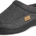 Dearfoams Men's Thompson Memory Foam Indoor/Outdoor Clog Slipper,Size 4-5, Dark Heather Grey (Wool)
