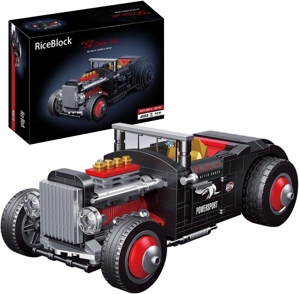 RiceBlock 452 Pieces Champion Car Building Blocks Toys Gifts for Kids Boys Aged 6+, Retro Raceing Car Building Blocks Sets, DIY Building Kit