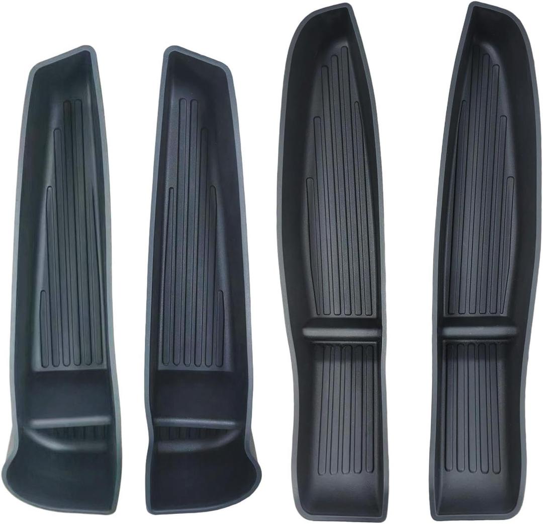 Door Side Pocket Storage Box for Tesla Model Y Juniper 2025 2026 Front& Rear Door Pocket Inner Organizer Trays for Model Y Juniper Accessories Black TPE 4PCS