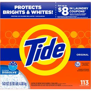 Tide Powder Laundry Detergent, Original Scent, 113 Loads, 143 oz