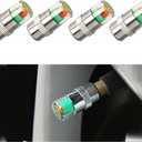 3 x Yourkar 4 PCS Tire Pressure Monitor Valve Stem Caps, 2.4Bar 36PSI Car Tire Pressure Monitor Sensor Indicator with 3-Color Eye Alert, Universal Valve Stem Caps for Cars (Silver)