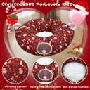 LUCKITTY Cat Tunnel Bed in 3FT x 3FT x 9.8IN - Decorative Christmas Style with Snowman and Glove Patterns - Red Color Perfect for Festive Felines