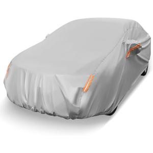 Goplus Car Cover Waterproof All Weather, Outdoor Sedan Car Snow Cover Hail Proctor for Automobiles with Bag, Wind Proof Buckles, Reflector, Fit Sedan Toyota Corolla Honda Civic, Length Up to 185"