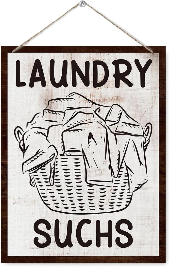 Funny Laundry Room Decor, Funny Laundry Signs, Decorative Plaque for Wall, Housewarming Gifts, Rustic Door Hanger, Farmhouse Wood Sign, Home Decor, Rustic Hanging Sign 7.9x10.2 Inches