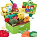 hahaland Baby Toys 6-12 Months - Fruits Vegetables Garden Plant Plush - 6 Month Old Toys Montessori Sensory Toy Carrot Flower with Rattles Mirror Squeaker Textures Crinkle Tissues, Baby Gifts 9 Month, 3.54 inches