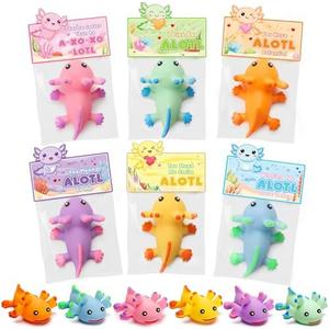 Jumlys Valentines Day Cards for Kids School, 24 Packs Cute Axolotl Squeeze Toys, Valentine Day Party Favors for Boys Girls, Ideal Exchange Cards for Classroom