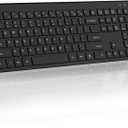 Wireless Keyboard, 2.4G USB Slim Silent Cordless Keyboard for Windows Chrome Laptop Computer PC Desktop Notebook Chromebook, 12 Multimedia Keys, Fn Lock, 110 Keys Full Size with Number Pad - Black