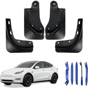 Upgraded Mud Flaps Fit for Tesla Model Y 2024 2023 2022 2021 2020, Splash Guards No Drilling Required, Vehicle Tire Protector Mudflaps, PP Material Accessories, Fit 5 Seater (Set of 4)