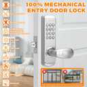 Stainless Steel Mechanical Digit Keypad Handle Door Lock,Commercial Keyless Push Button Code Door Lever,Single-Sided Combination &Interior Non-Locking,Exterior Auto-Lock,Outdoor Entry Gate