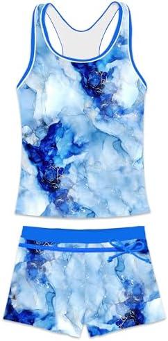 PROALLO Little Girls' Summer Swimwear Two Piece Boyshort Tankini Kids Swimsuit, 5XL