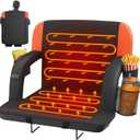 HOPERAN Dual-Sided Heated Stadium Seats for Bleachers with Back Support, 3 Levels Heating Bleacher Seats with Backs and Cushion Wide, 5 Pockets Portable Stadium Chair for Outdoor Sports (Orange) (21" Regular)