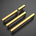 Amerdeco 10 Pack Gold Kitchen Cabinet Handles 7 Inch(178mm) Hole Centers, Stainless Steel Handles for Kitchen Cabinet Hardware, Brushed Brass Cabinet Pulls for Bathroom Cupboard Dresser Drawer Handles