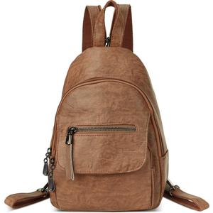 Small Backpack Purse for Women Fashion PU Leather Backpack Convertible Ladies Sling Bag (Brown)